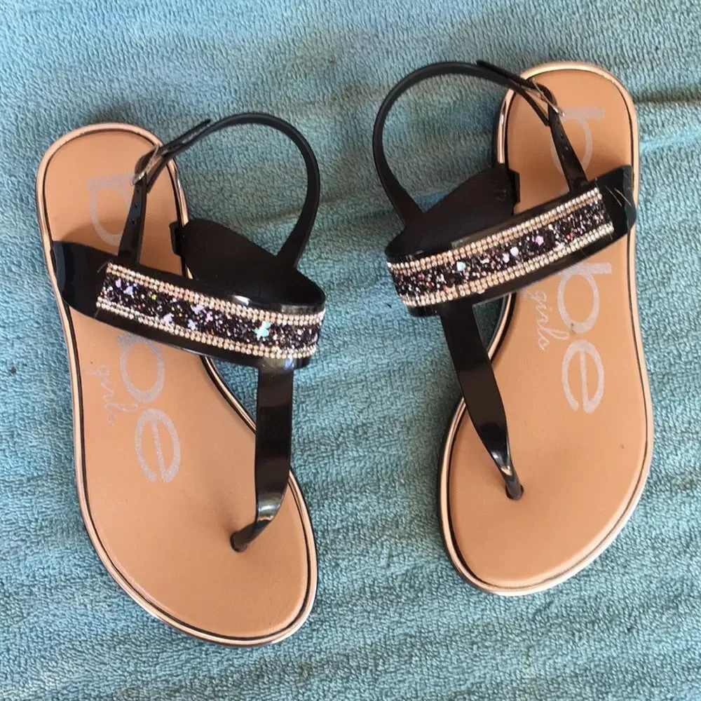 Bebe Black Beaded Sandals